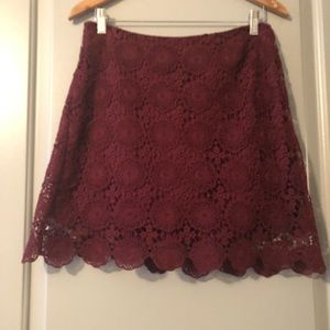 SKIRT SALE! 2/$10 or 3/ $13! Burgundy lace skirt!